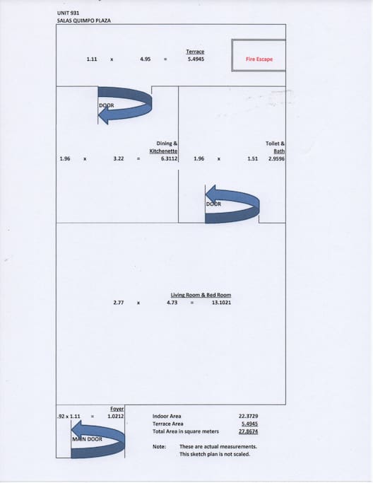 Floor plan of the Studio SQ931