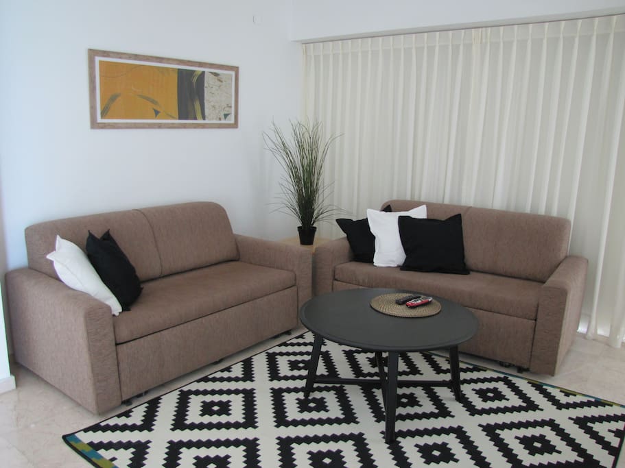Bright, Living Room With Two Sofa Sleepers