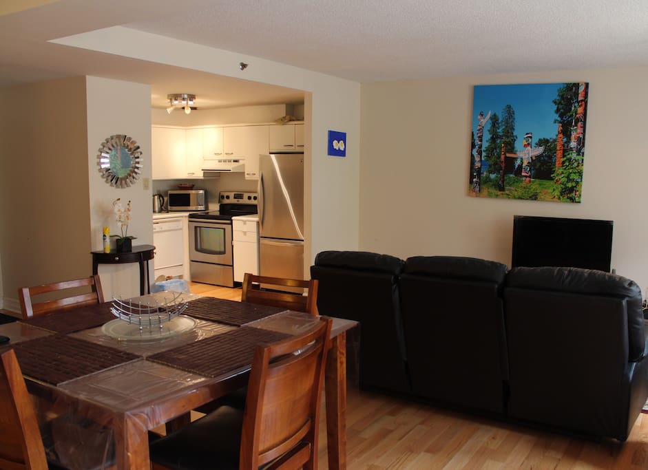 Spacious living and dining + fully equipped kitchen