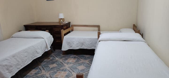 Bedroom  2  ground floor with 3 single beds 