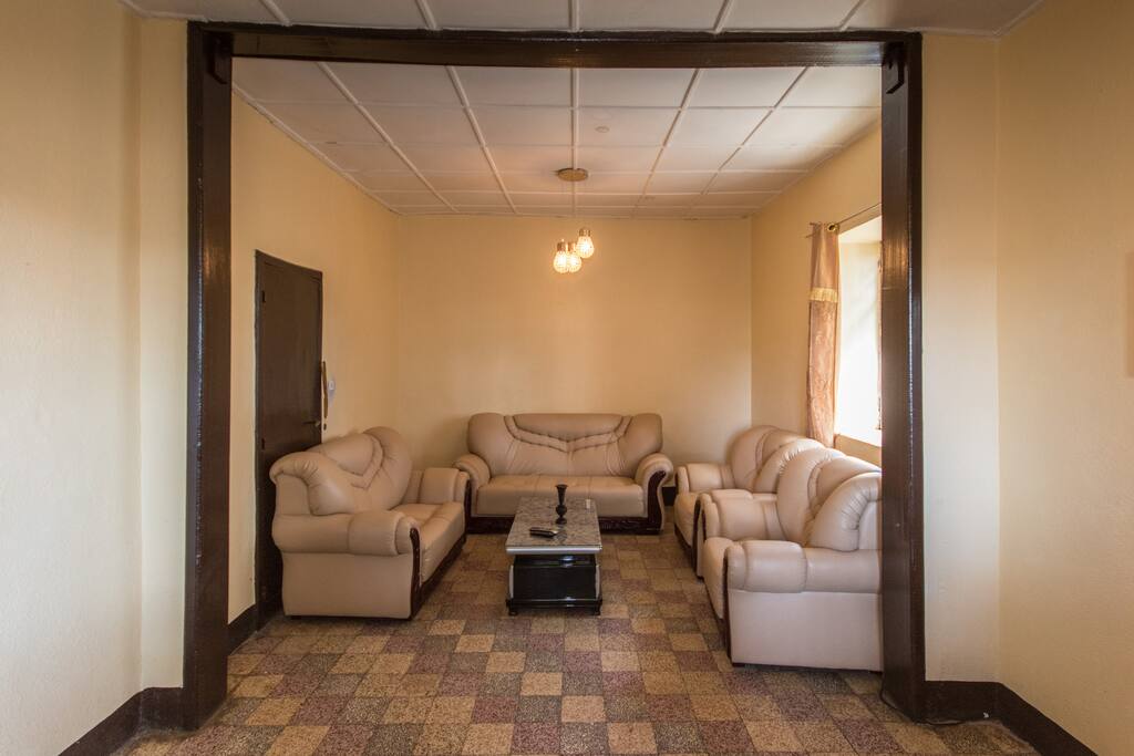 Our cozy living room where you can crash on hot days and cold nights