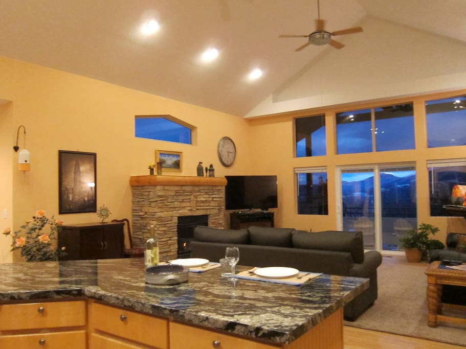 Great Room with Snow basin views in the back round