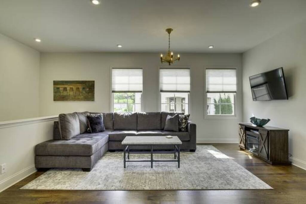 Living room, looks out toward main house.