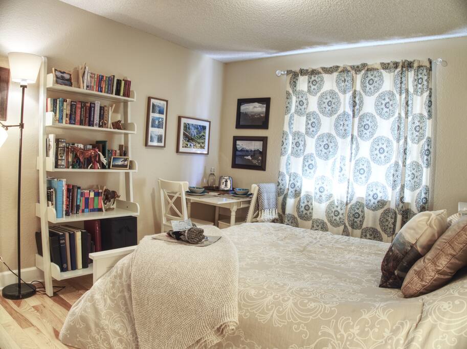 Enjoy breakfast or get some work done at the cute corner table.