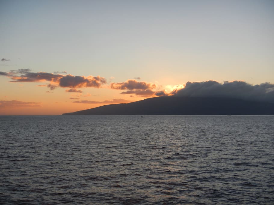 Sunset over Lanai, as seen from Lahaina, Maui
