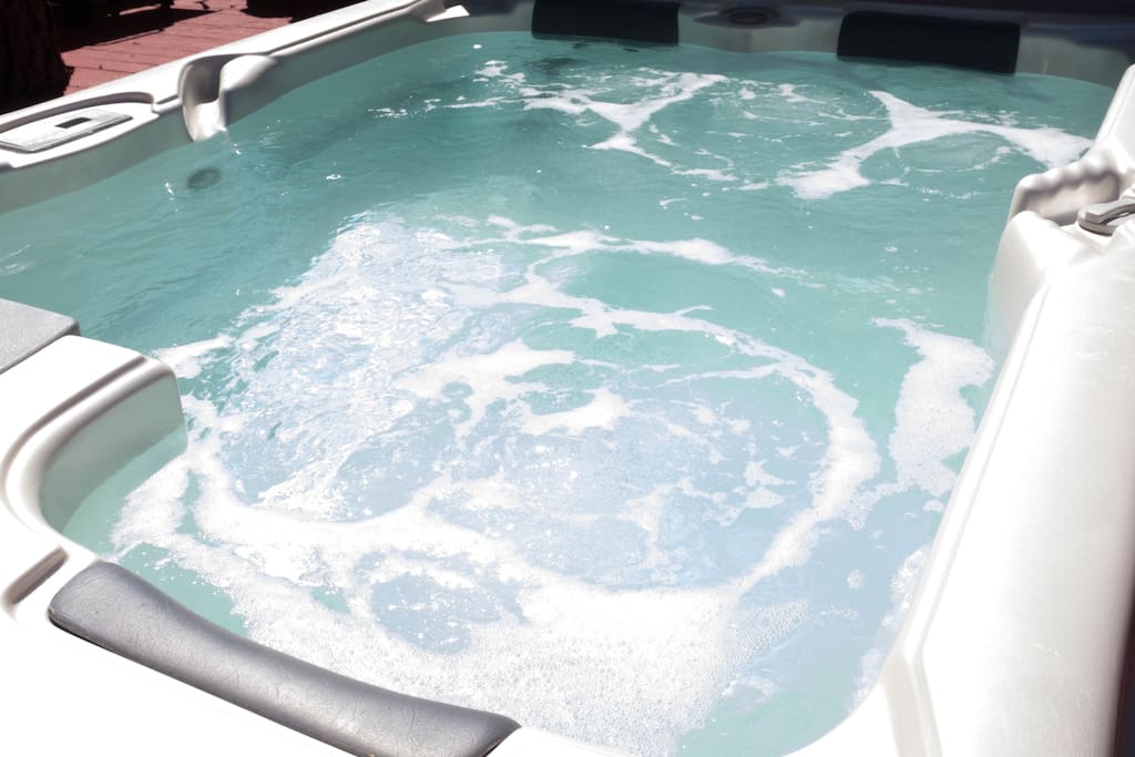 Relax under the stars in our cozy hot tub.