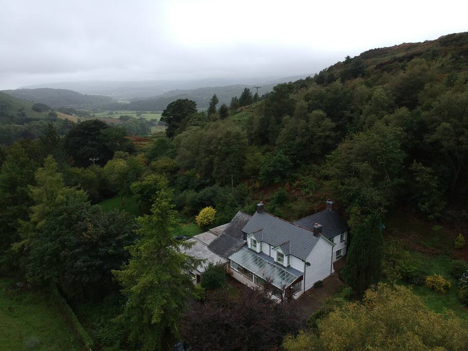 The cottage looking down toward the Dovey Valley