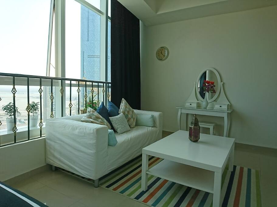 lovely couch, table and mirror