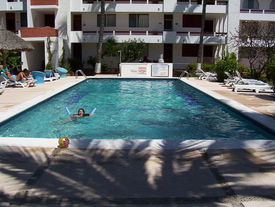 The swimming pool at the condo.