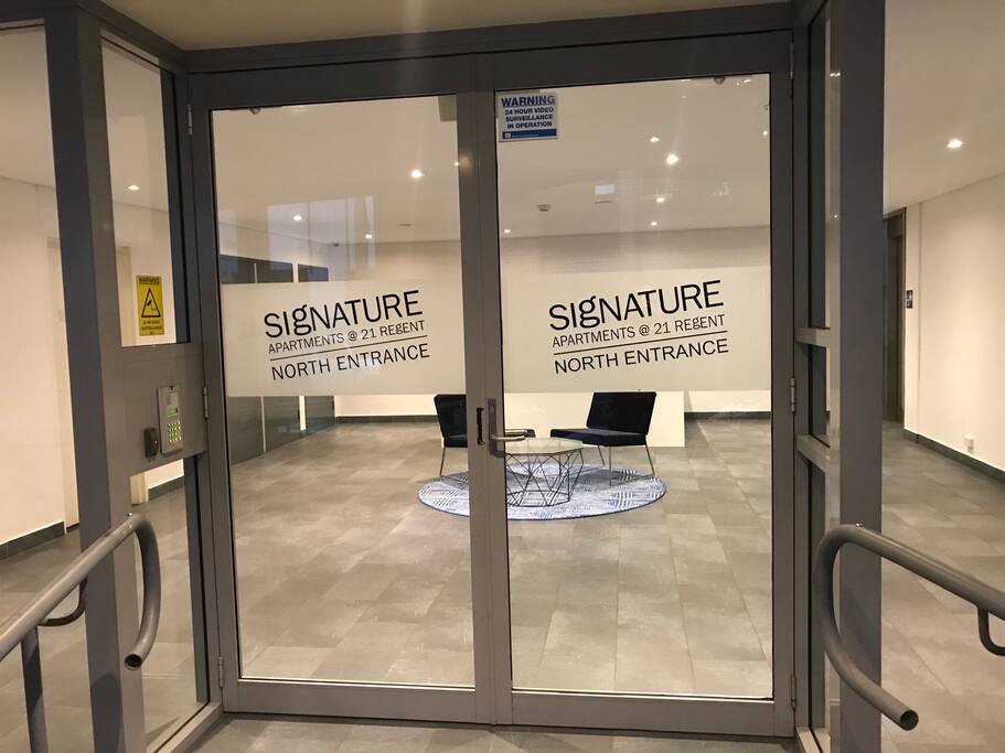 Entrance of building - north
