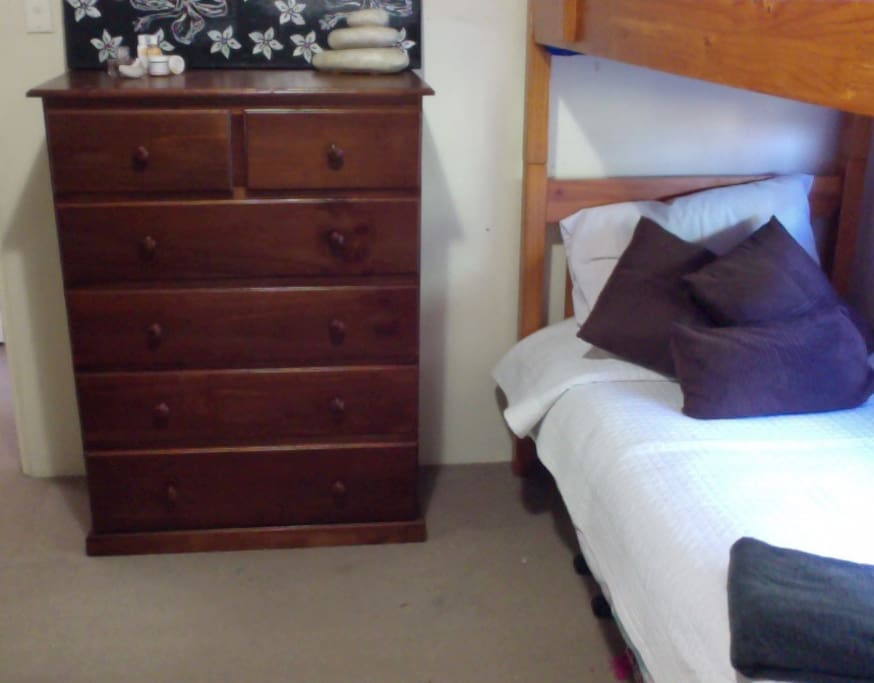 Room 2. One bed is a bottom bunk