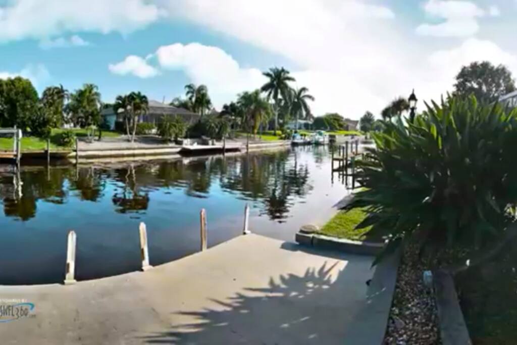 Canal access with boat lift