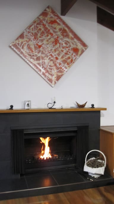 Open Fireplace in Communal Dining Area