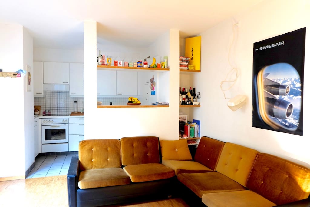Kitchen / lounge area with direct terrace access (terrace door is to the left)