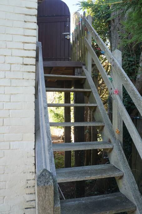 Up the wooden hill..that's your bedroom up there!