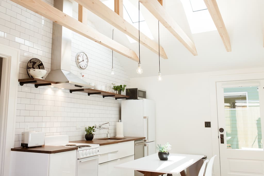 Kitchen and dining area in the main living space