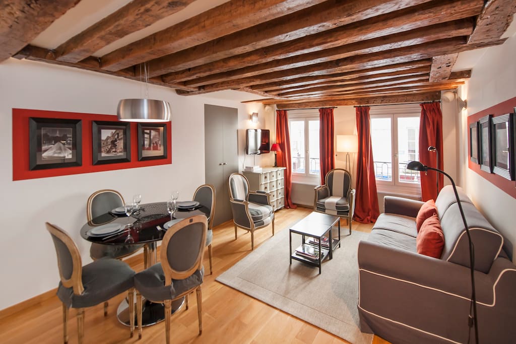 Living room and dining area