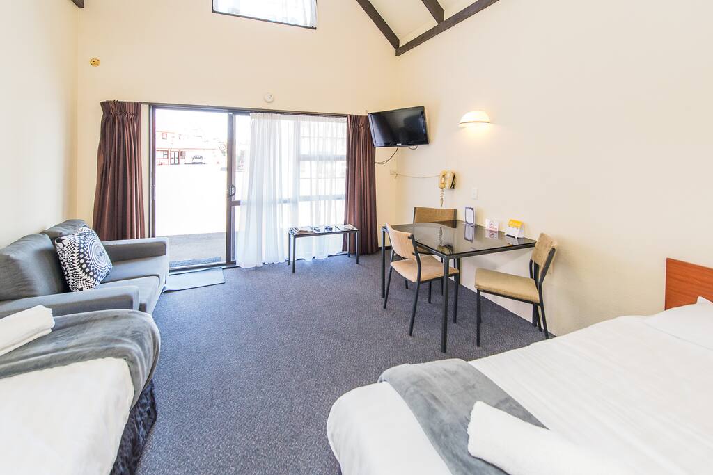 Living area, x1 Single Bed, Sofa, 32" LCD TV, SKY TV, Dining table & chairs