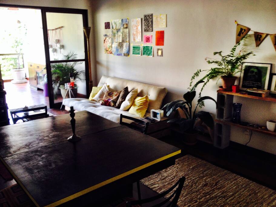 Living room dining table and futton sofa-bed