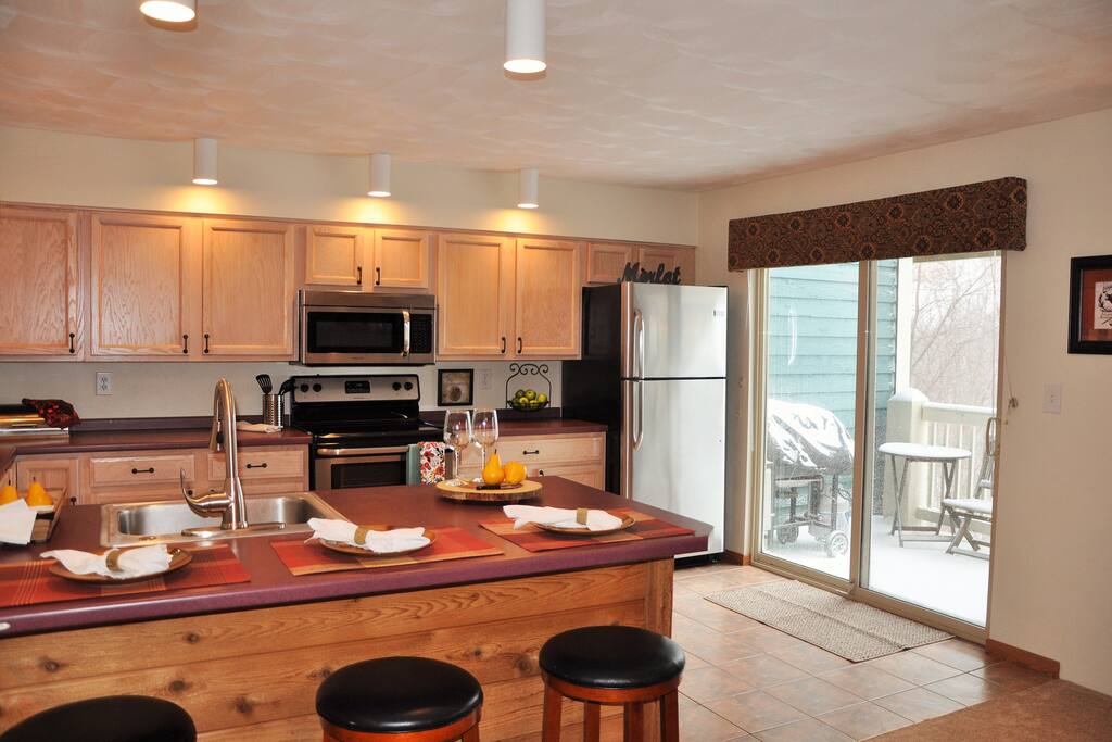 Kitchen bar and balcony