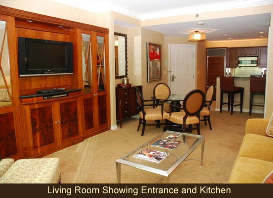 Living Room with Smart TV with plenty of seating and sleeper sofa