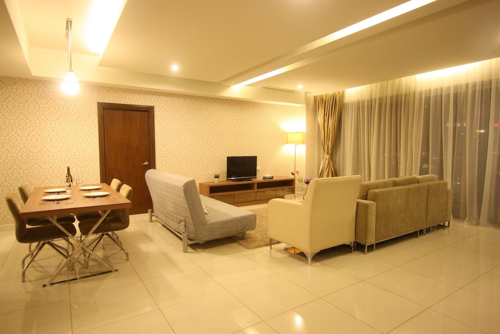 Living area and dining table