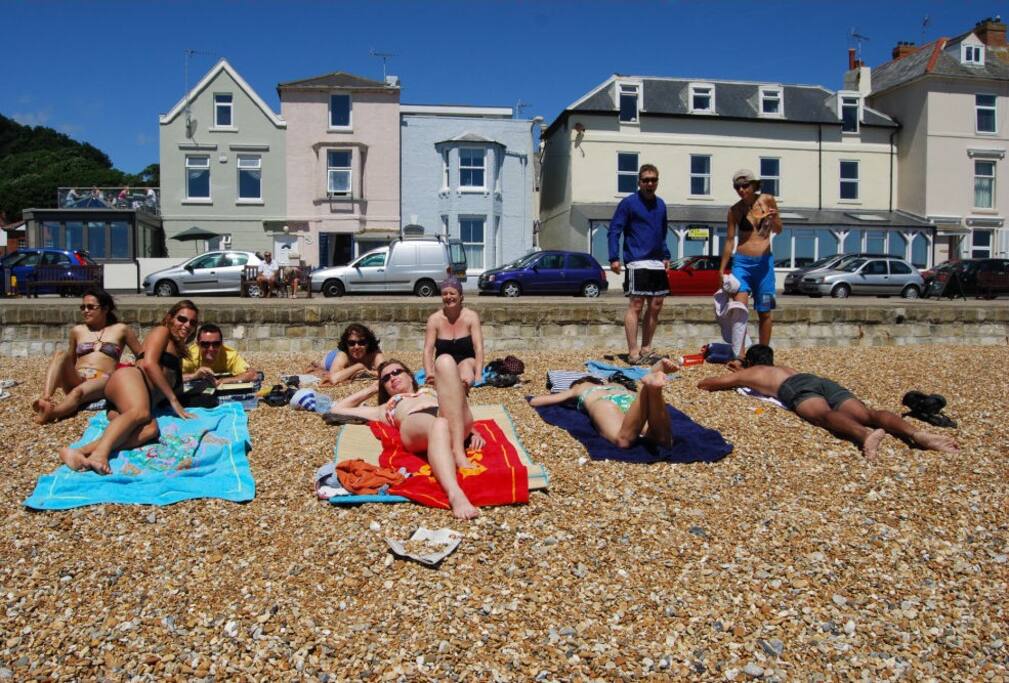 The pink house on the beach