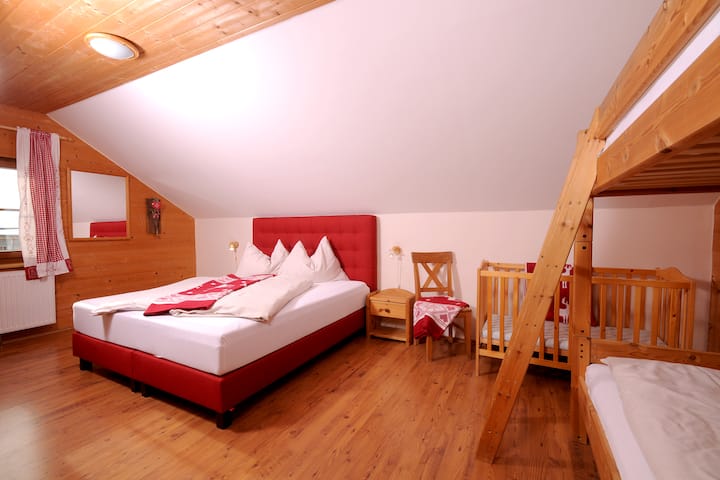 İkimərtəbəli və çoxmərtəbəli çarpayısı, eləcə də televizoru olan ailə otağı