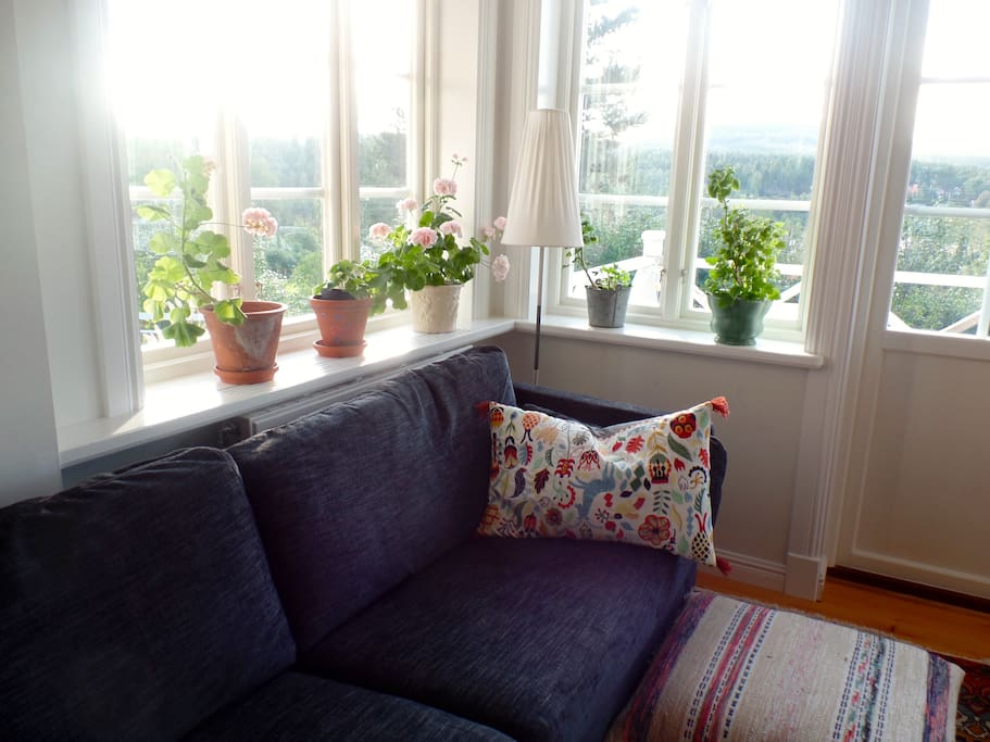 Living room with beautiful view.