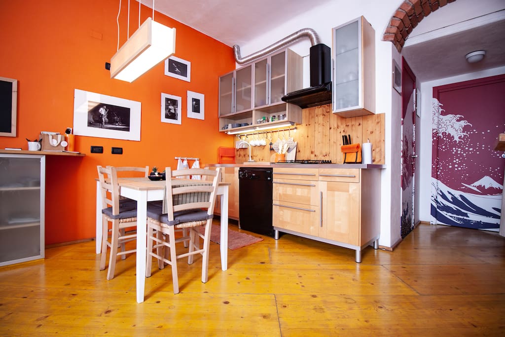 the living room and the kitchenette