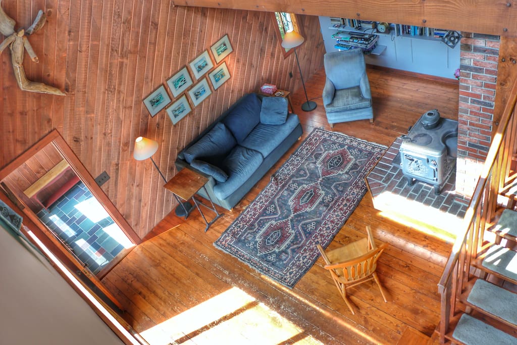 Looking down on the living room