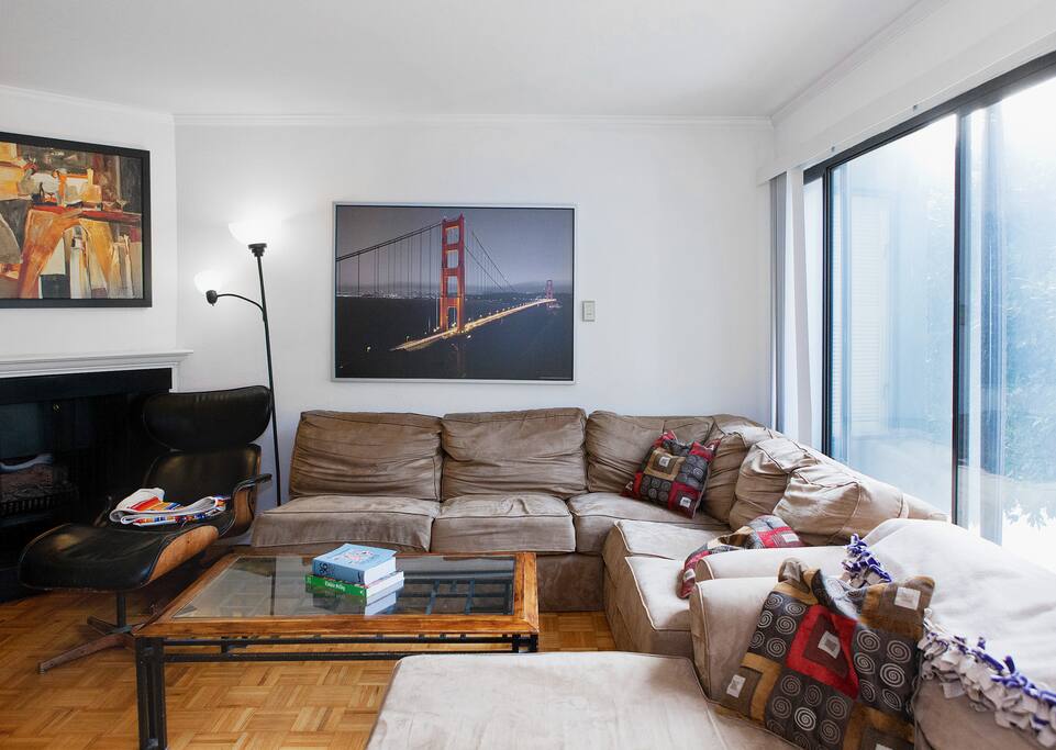 Living room with large sectional couch