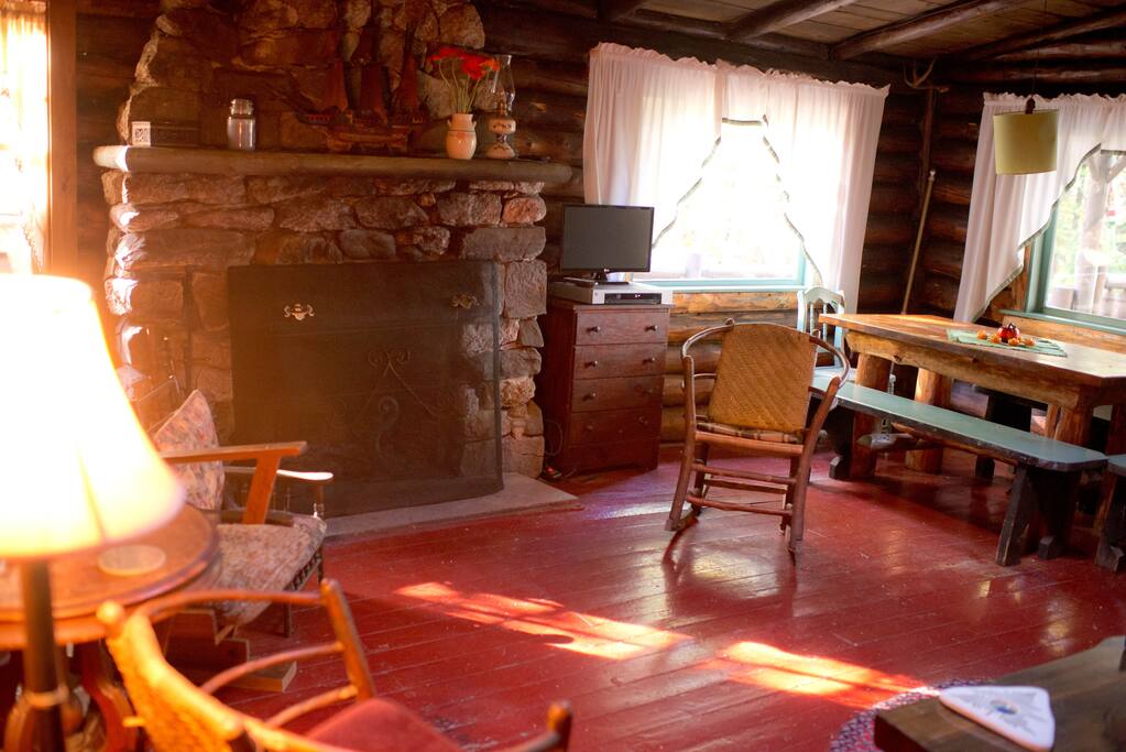 Stone fireplace