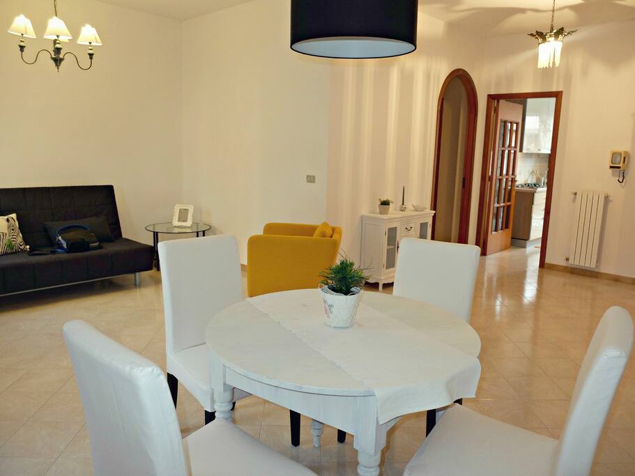 Living Room, bright and big with a new and big sofa-bed for two people