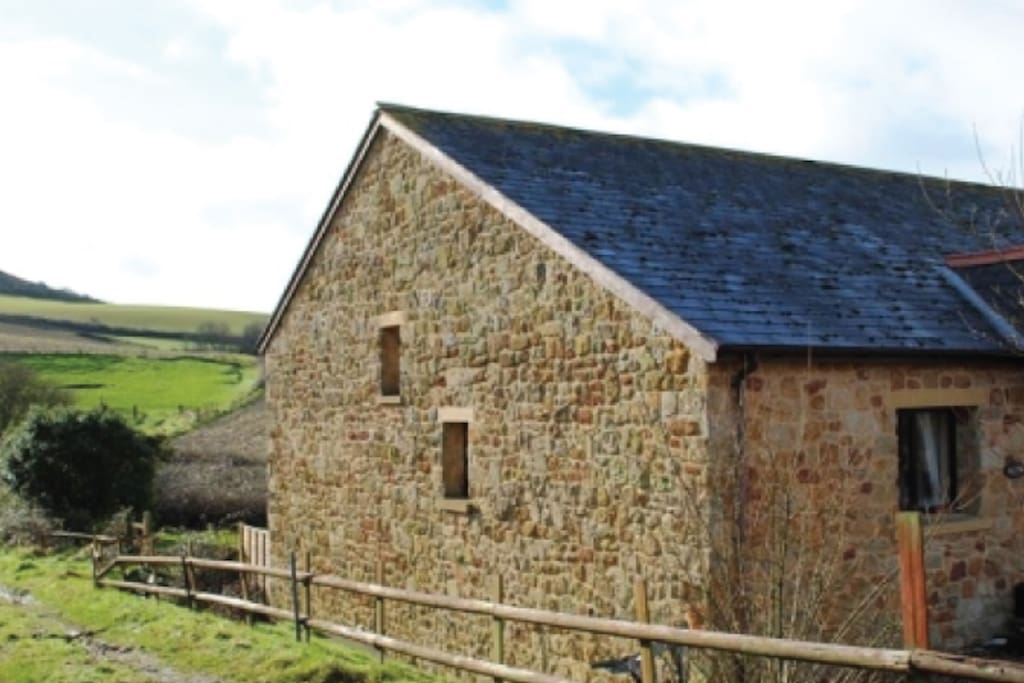Acorn Barn with Rolling Hills to the Sea behind