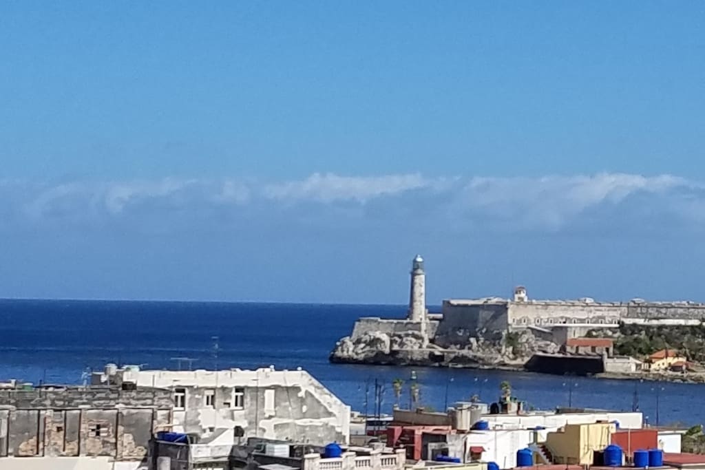 Entry of the bay of Havana. Morro Castle. Lighthouse