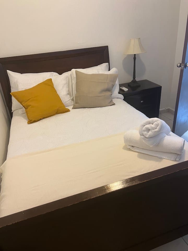 Სრული საწოლი, ღამის მაგიდა. Მაგიდის სანათი და კონდიციონერი 