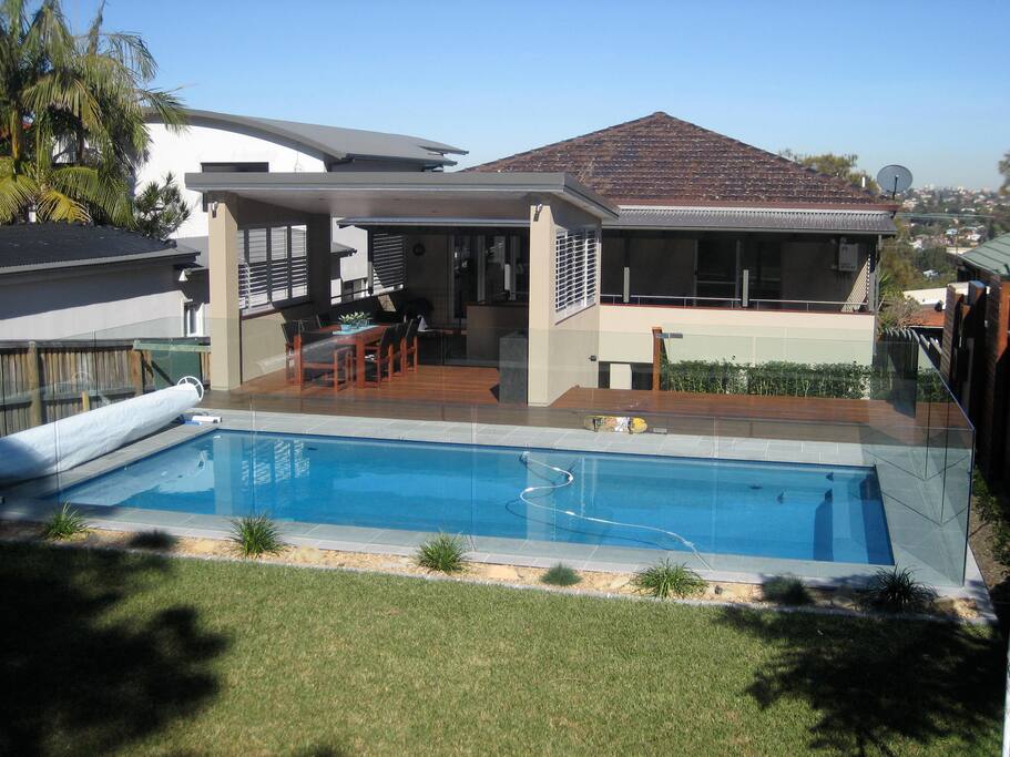 Heated salt water swimming pool