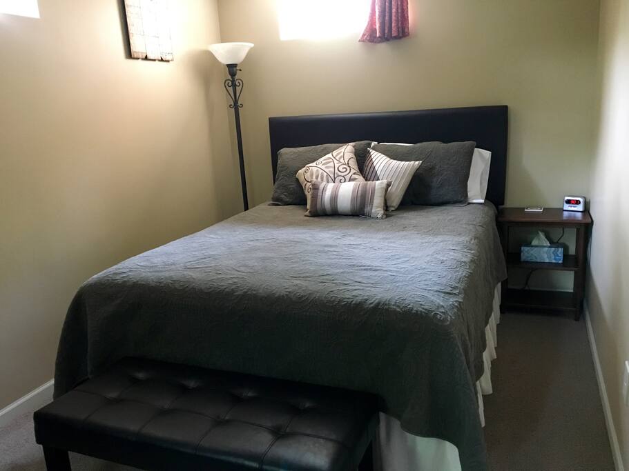 Bedroom with new queen size bed