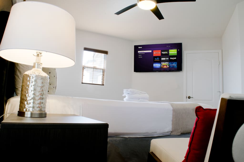 Large flat screen TV with Roku, Netflix, & Amazon Prime Video