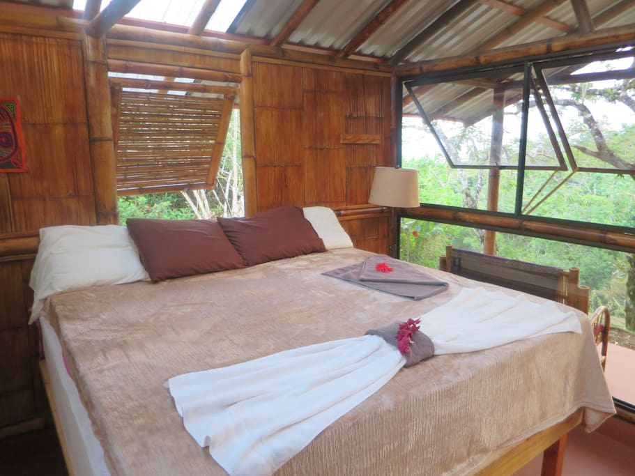 Become pampered sleeping in this king bed with a comfortable memory foam mattress.