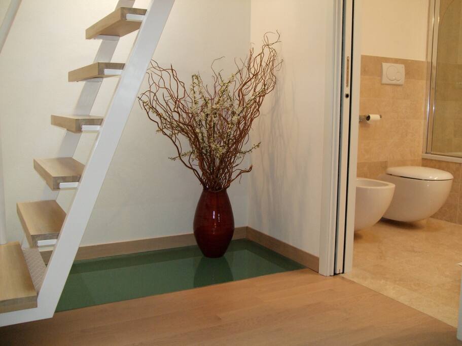Stairs to private altana roof terrace