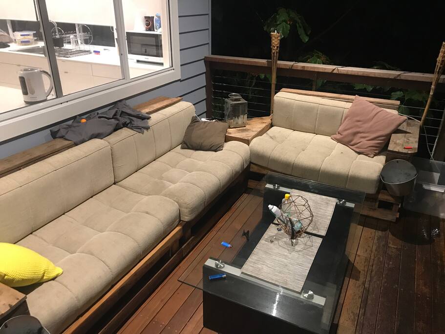 Outdoor decking with gas BBQ