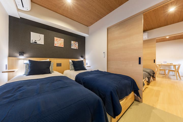 【真 Shin】Asakusa Sta.5 min/4PAX/2DK/4 single bed