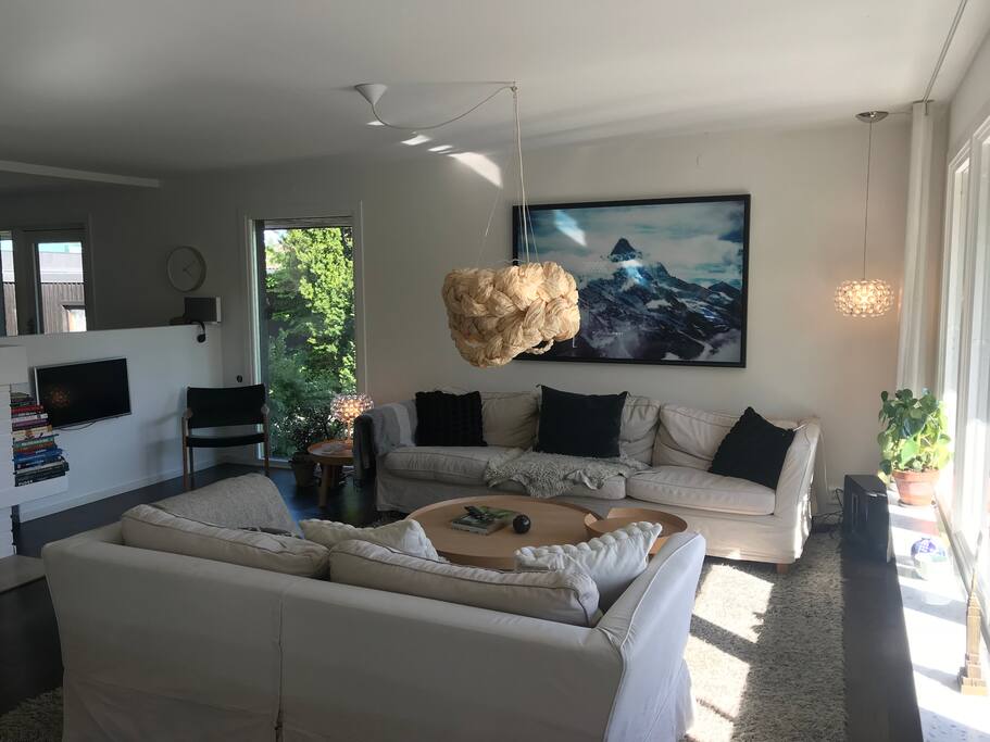 The main room, with open fire and TV. There is an additional TV-room downstairs, and Fifa-game.