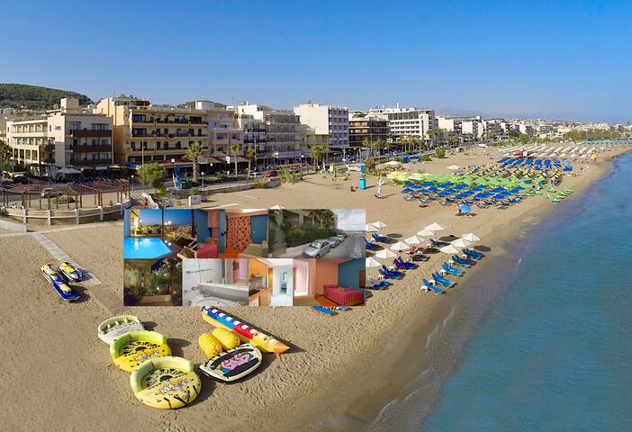 Beach Apartment Blue Wave Side Sea View Pool Official House In Rethymnon Greece 1 Bedroom 1 Bathroom