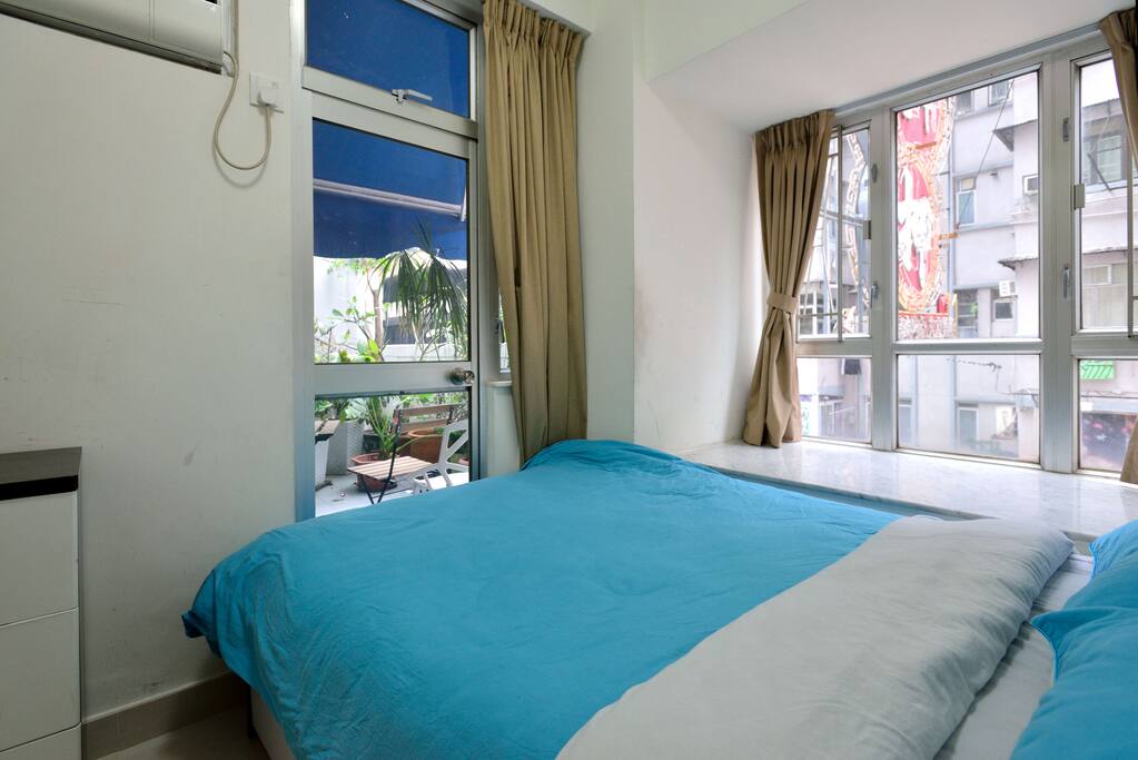 This is bedroom 1. The door leads out to the terrace.