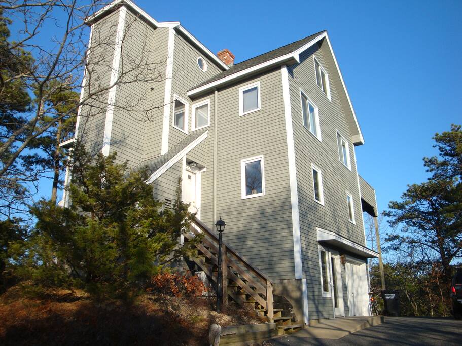 View from driveway, showing elevator