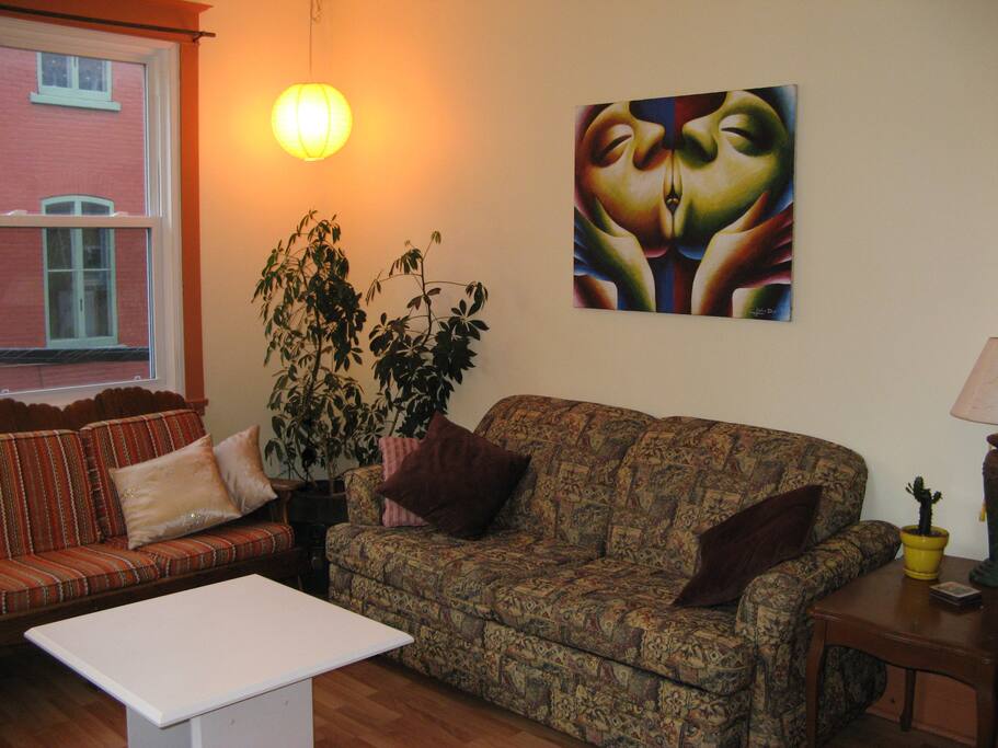 Salon: il y a un divan-lit pour voyageurs supp.