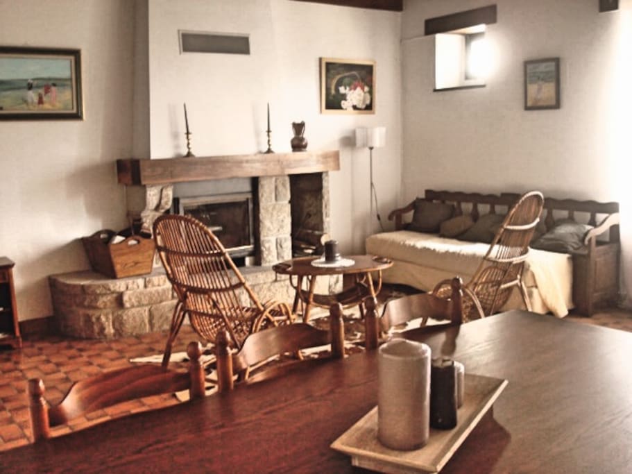 Salon avec cheminée / Salle à manger